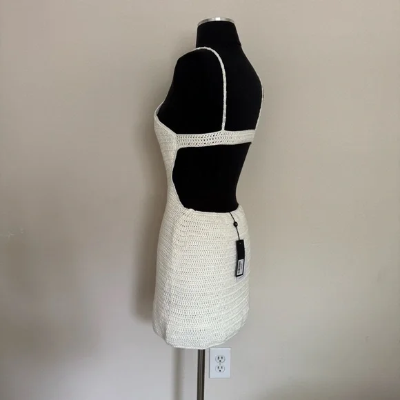 Tiger Mist Tory White Crochet Mini Dress Size Small - Picture 5 of 7